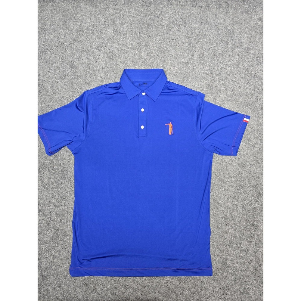 U Suck At Golf Polo Shirt Mens Large Blue Performance Stretch Embroidered Golf